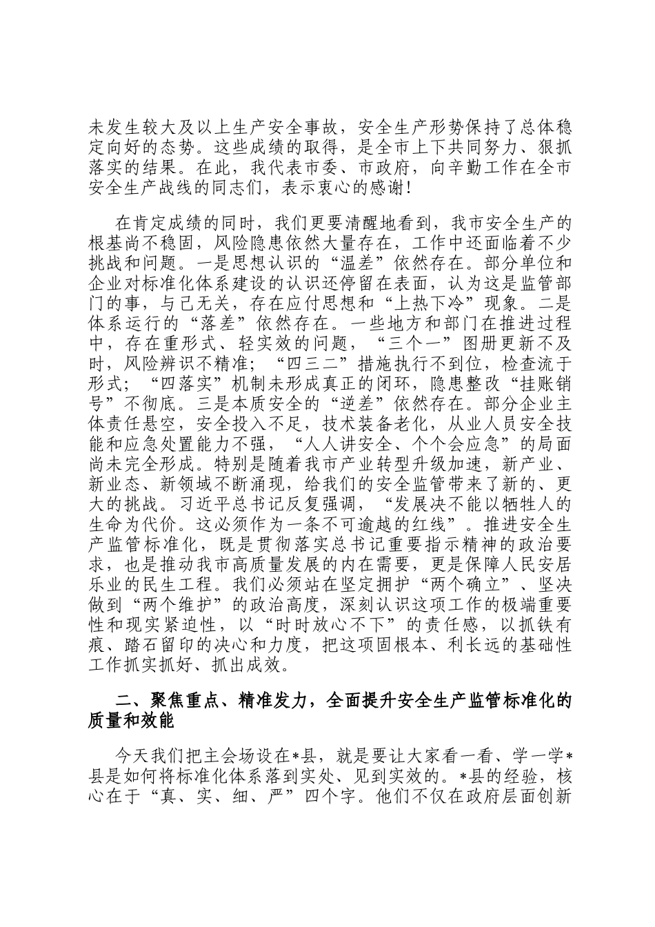 在2025年全市安全生产监管标准化工作体系现场视频推进会上的讲话_第2页