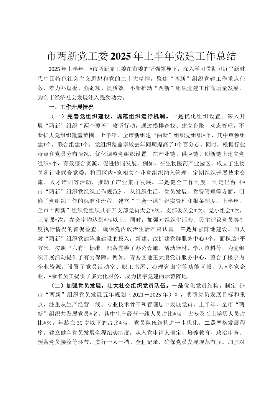 市两新党工委2025年上半年党建工作总结_第1页