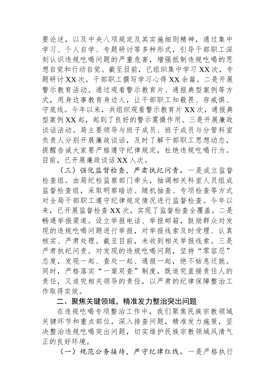 市民族宗教事务局违规吃喝专项整治工作进展情况汇报_第2页