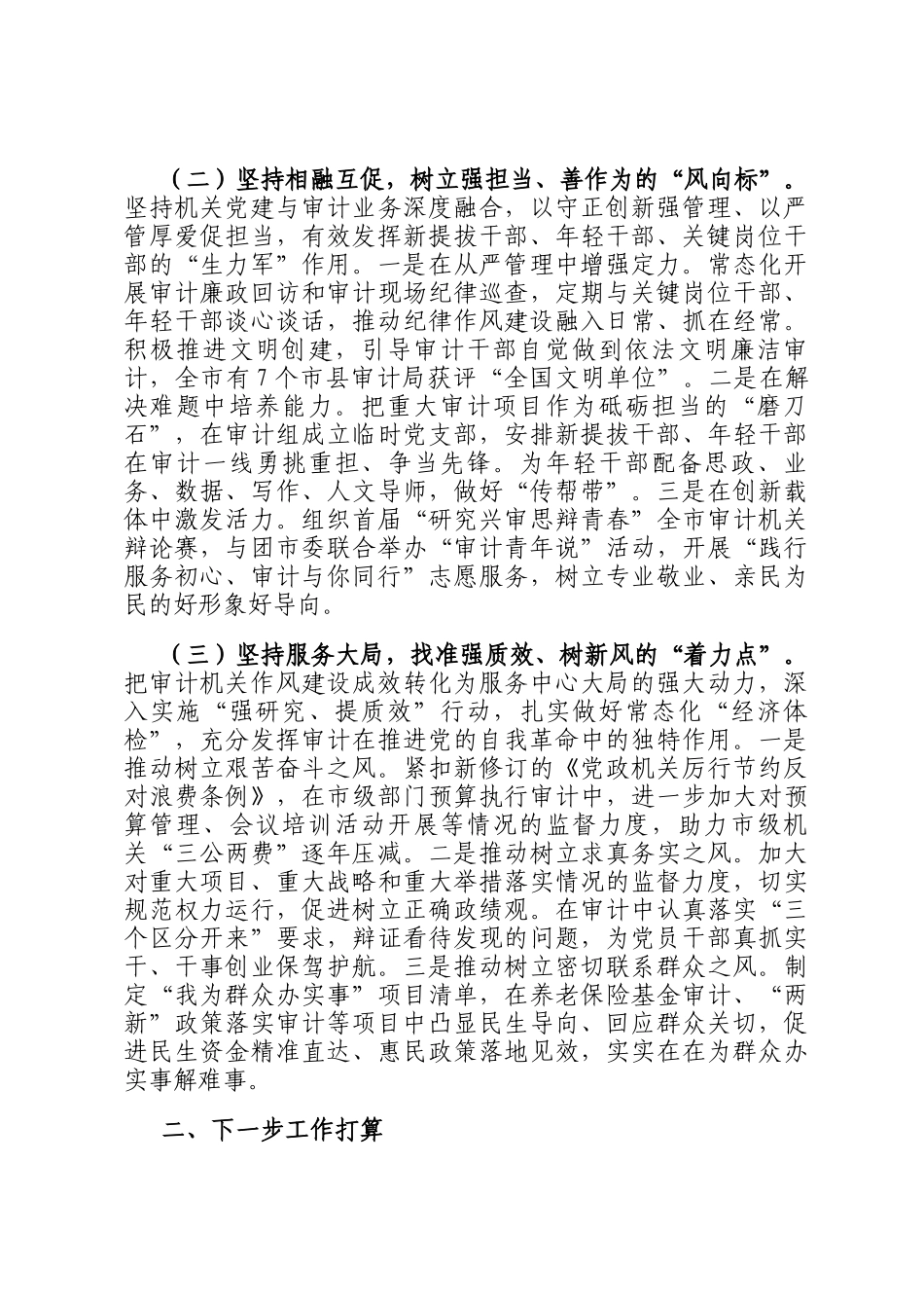 市审计局党组关于推进审计干部队伍作风建设工作情况的报告_第2页