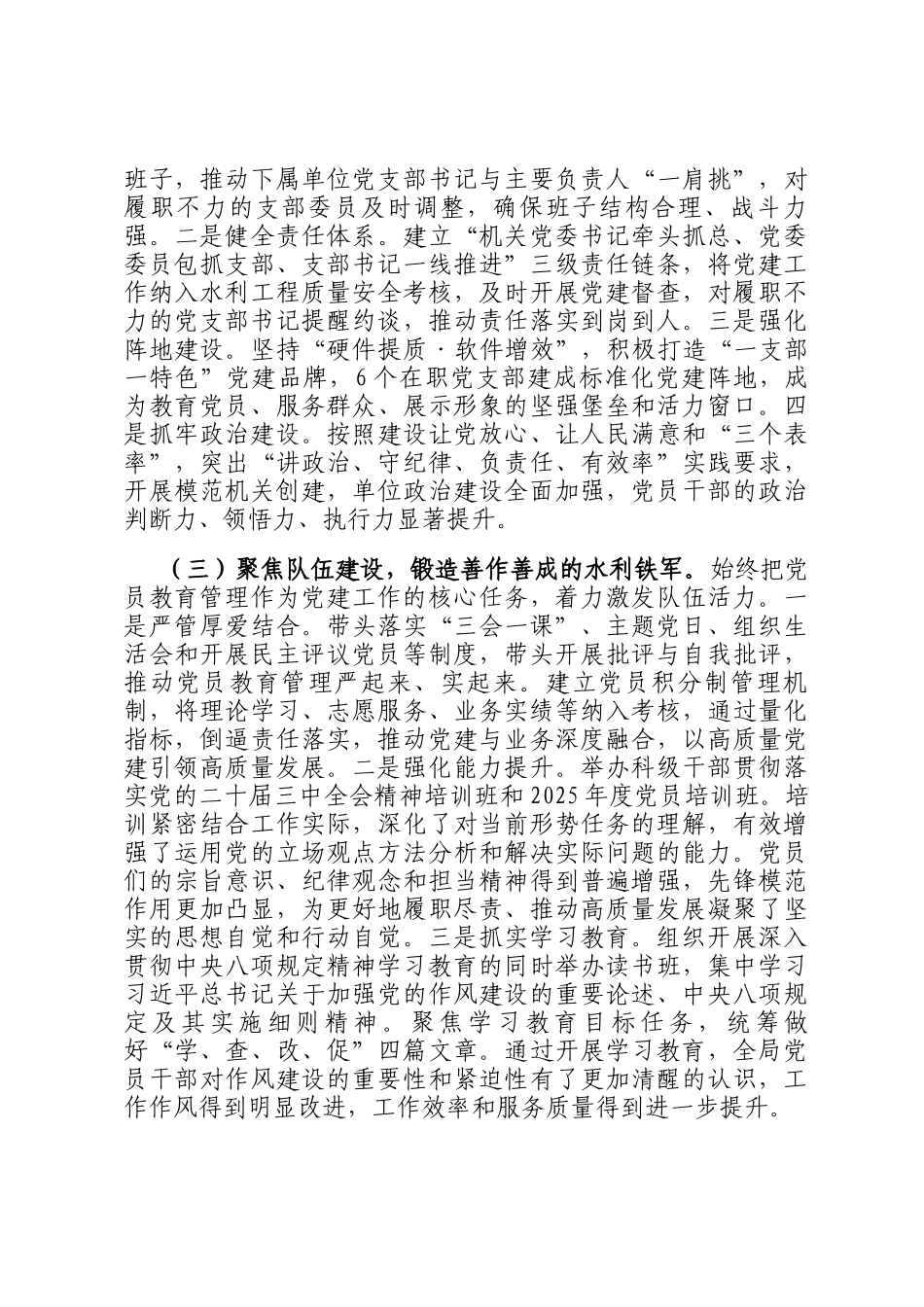 市水务局党组2025年上半年落实全面从严治党主体责任工作情况报告_第2页
