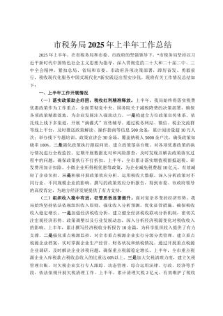 市税务局2025年上半年工作总结