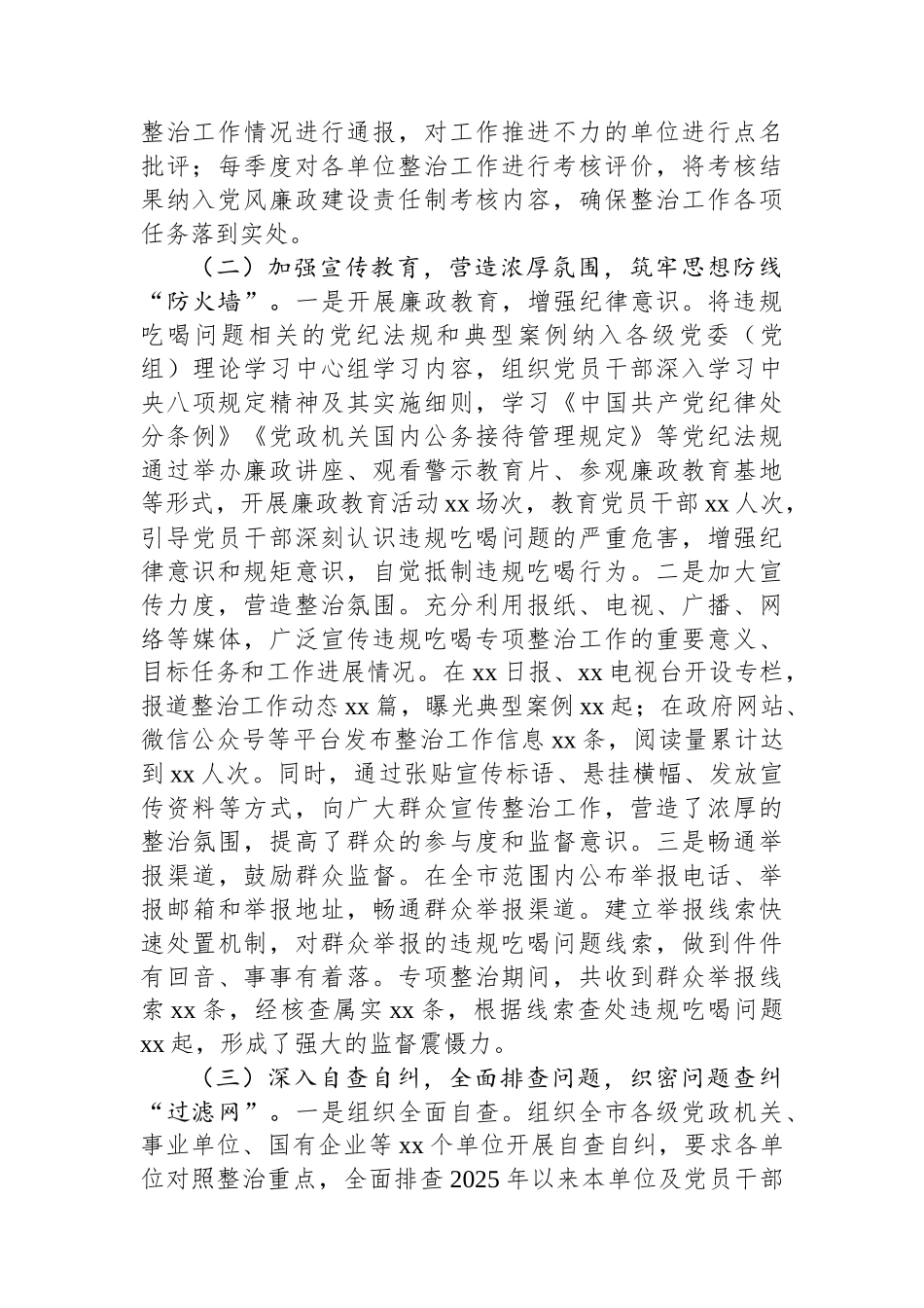 市违规吃喝专项整治工作情况总结_第2页