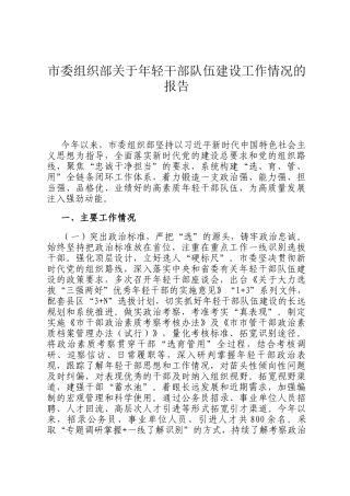 市委组织部关于年轻干部队伍建设工作情况的报告