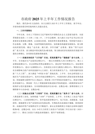 市政府2025年上半年工作情况报告