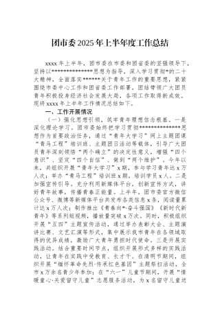 团市委2025年上半年度工作总结