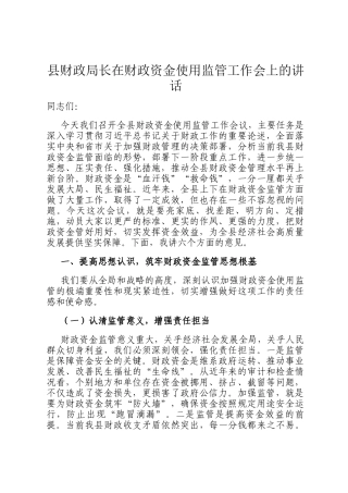 县财政局长在财政资金使用监管工作会上的讲话