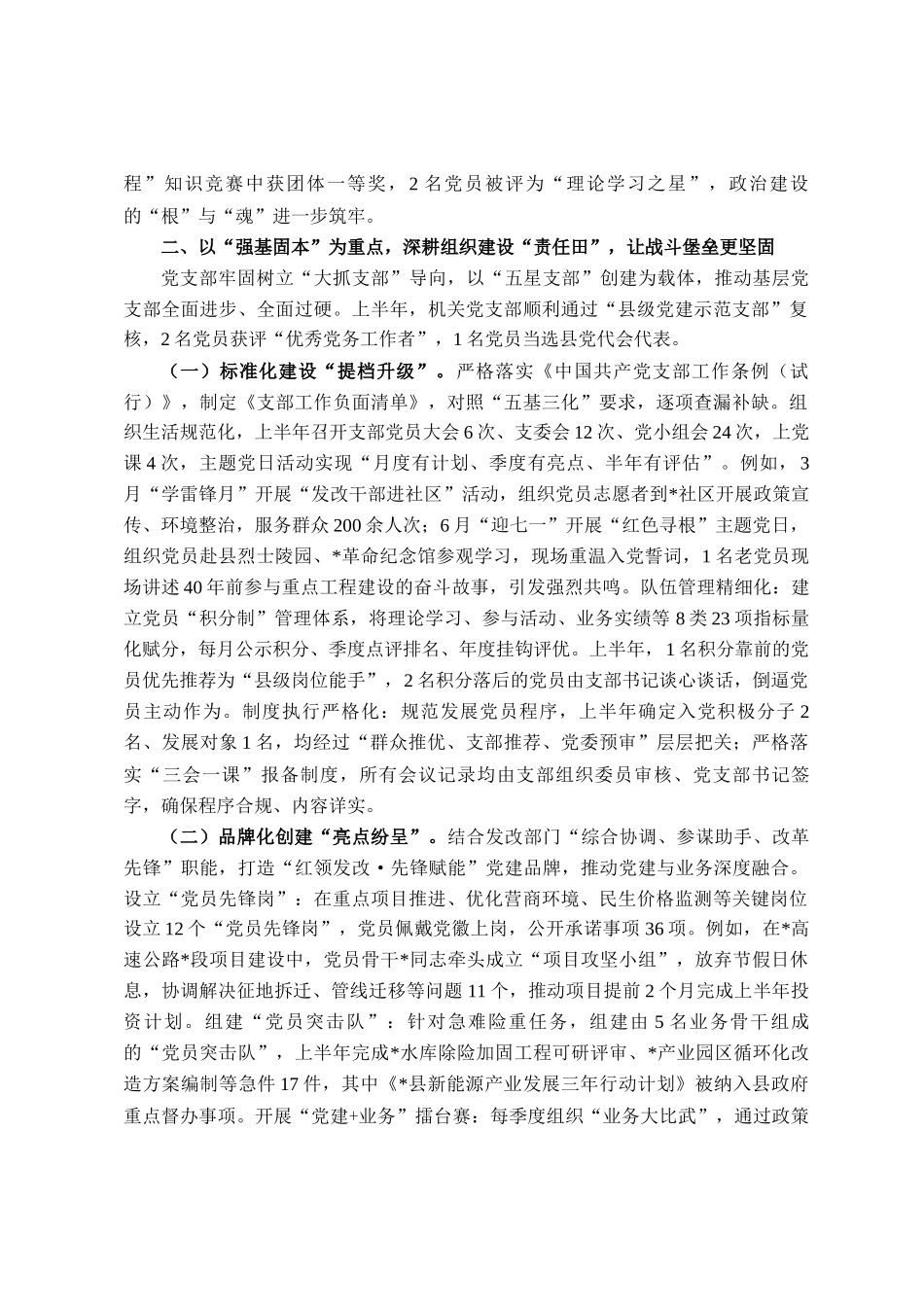 县发展和改革局2025年上半年党建工作总结_第2页