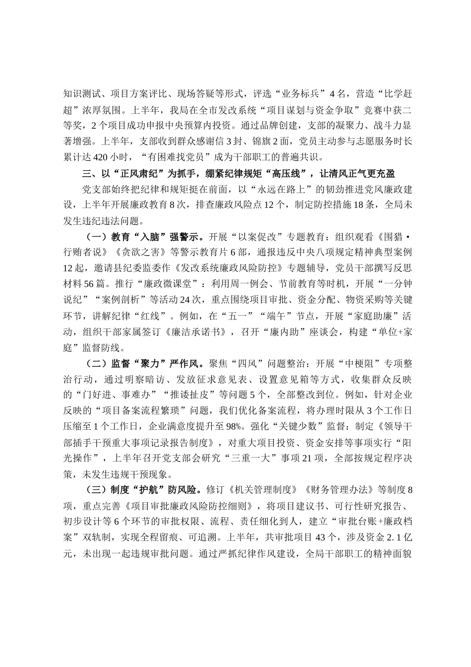 县发展和改革局2025年上半年党建工作总结_第3页
