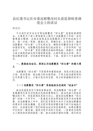 县纪委书记在市委巡察整改回头看监督检查调度会上的讲话