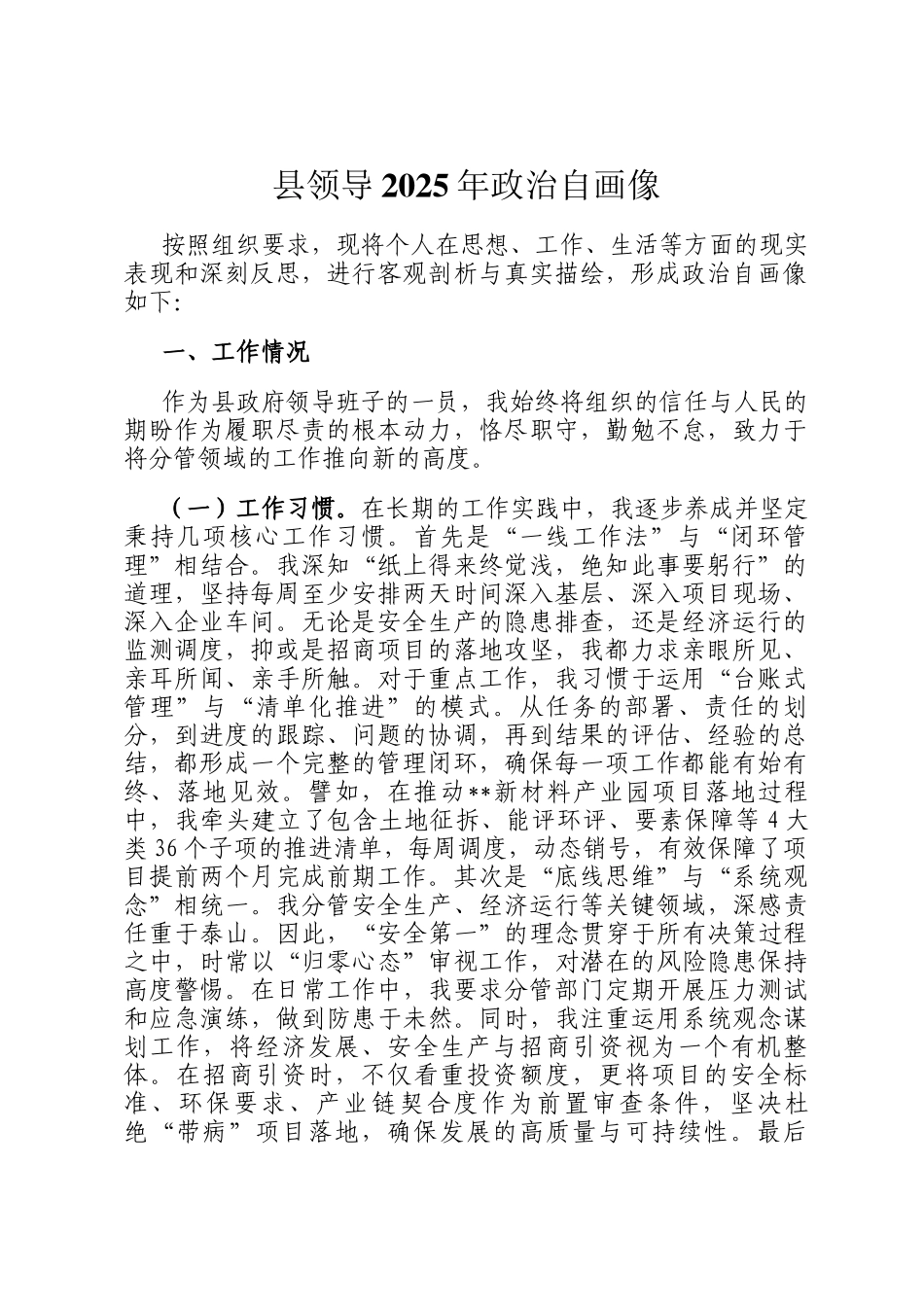 县领导2025年政治自画像_第1页