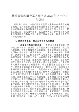 某镇武装和退役军人服务站2025年上半年工作总结