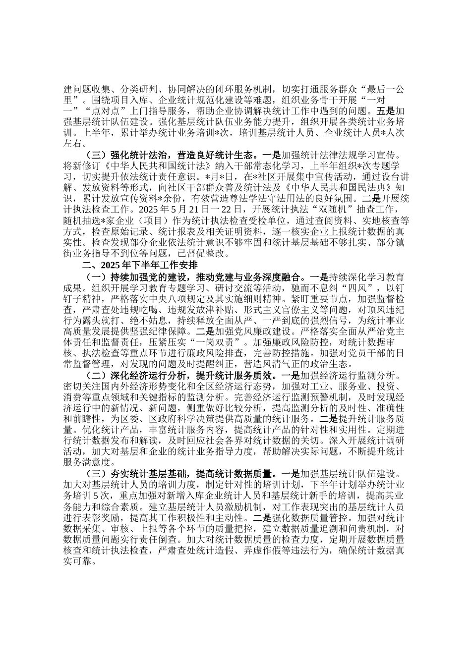 区统计局2025年上半年工作总结和下半年工作安排_第2页