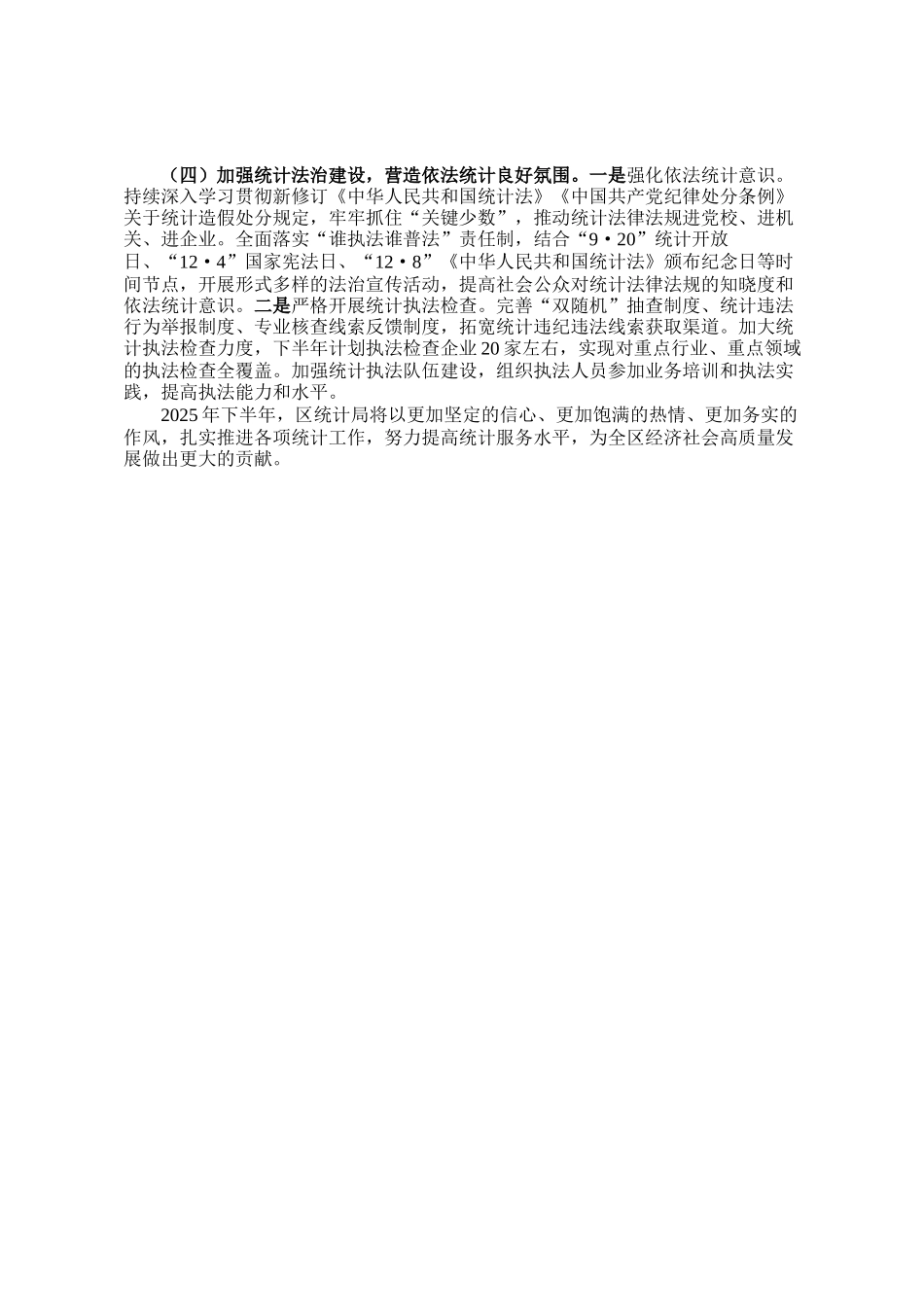 区统计局2025年上半年工作总结和下半年工作安排_第3页