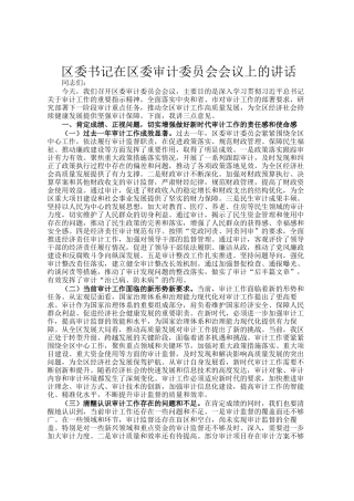 区委书记在区委审计委员会会议上的讲话