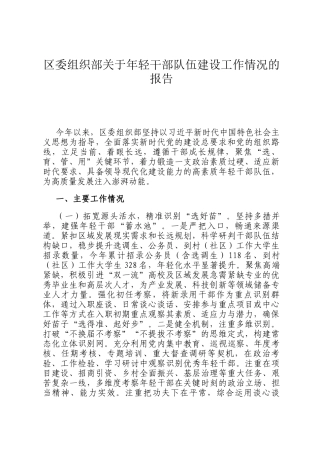 区委组织部关于年轻干部队伍建设工作情况的报告