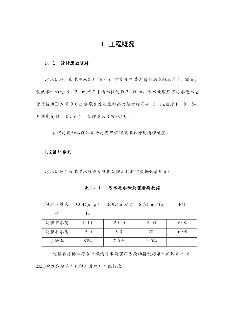 污水处理 课程设计_第1页