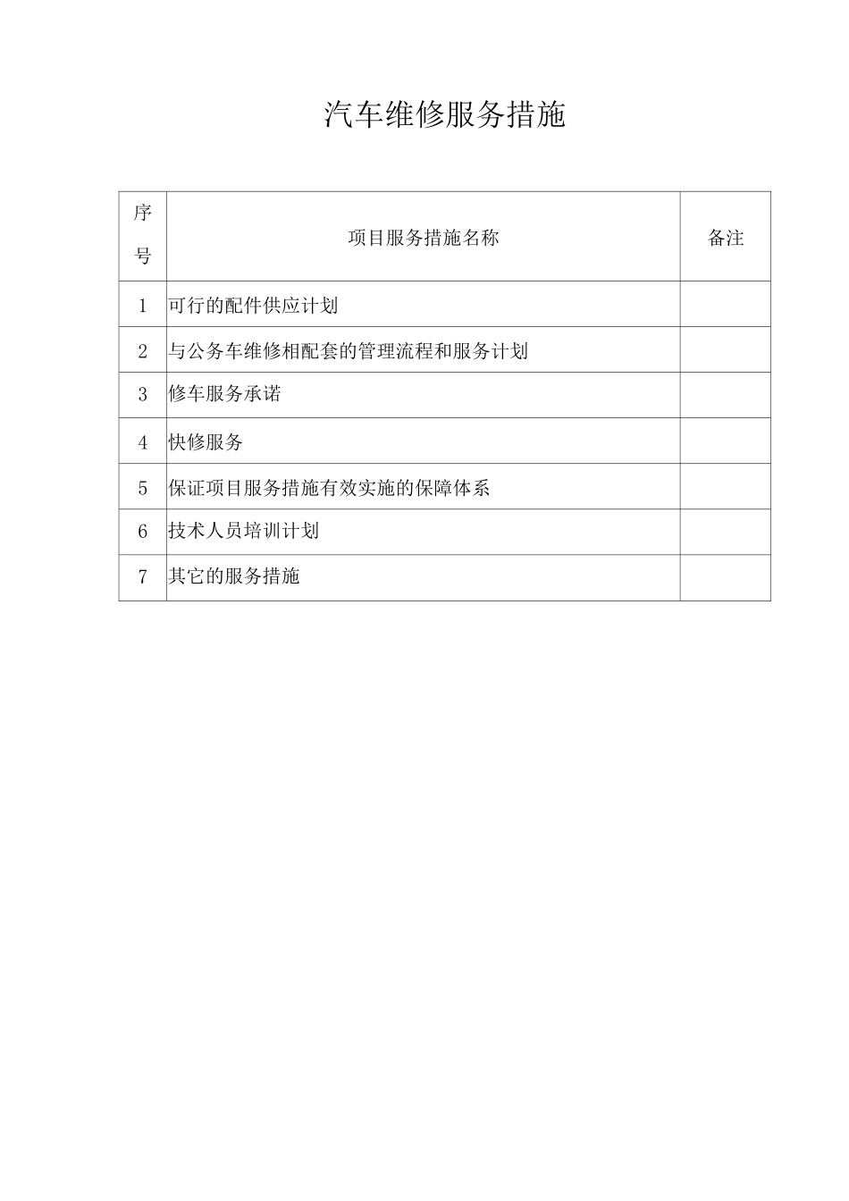汽车维修服务措施_第1页