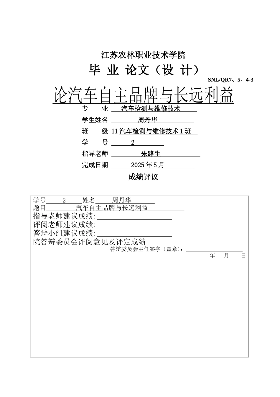 汽车自主品牌与长远利益_第1页