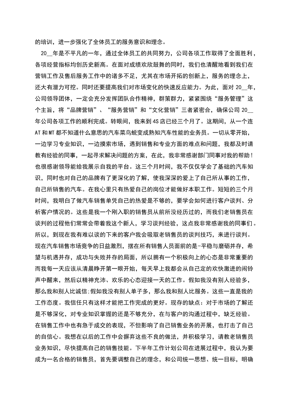 汽车销售个人半年工作总结_第3页