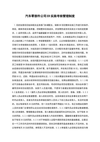 汽车零部件公司ER实施考核管理制度
