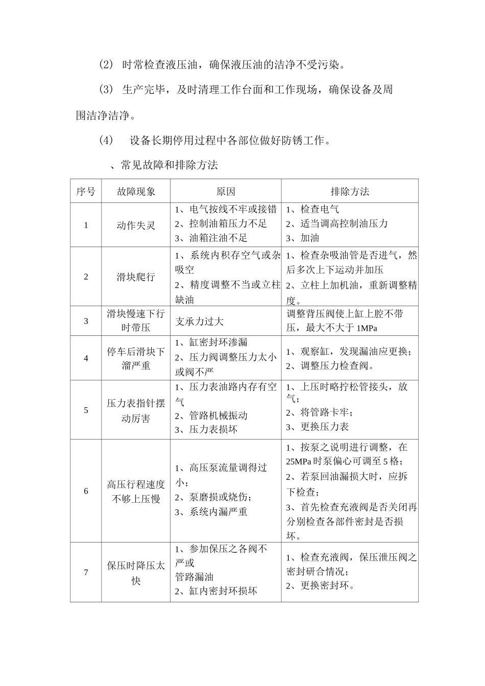 液压机维护保养方案_第3页