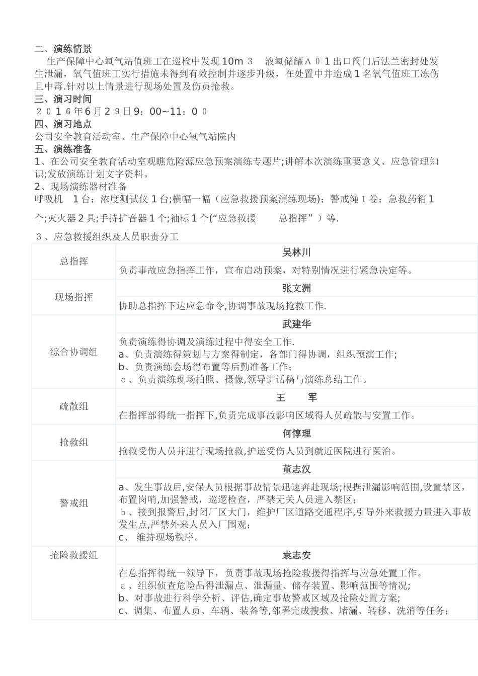 液氧泄露应急预案演练方案_第2页