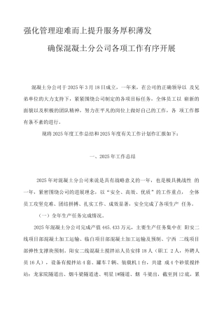 混凝土公司年终总结