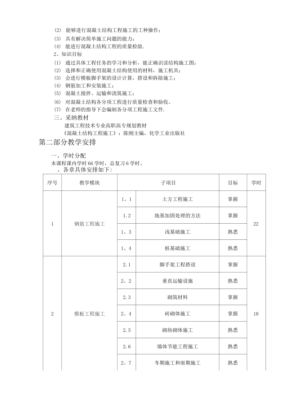 混凝土结构工程施工课程标准_第3页