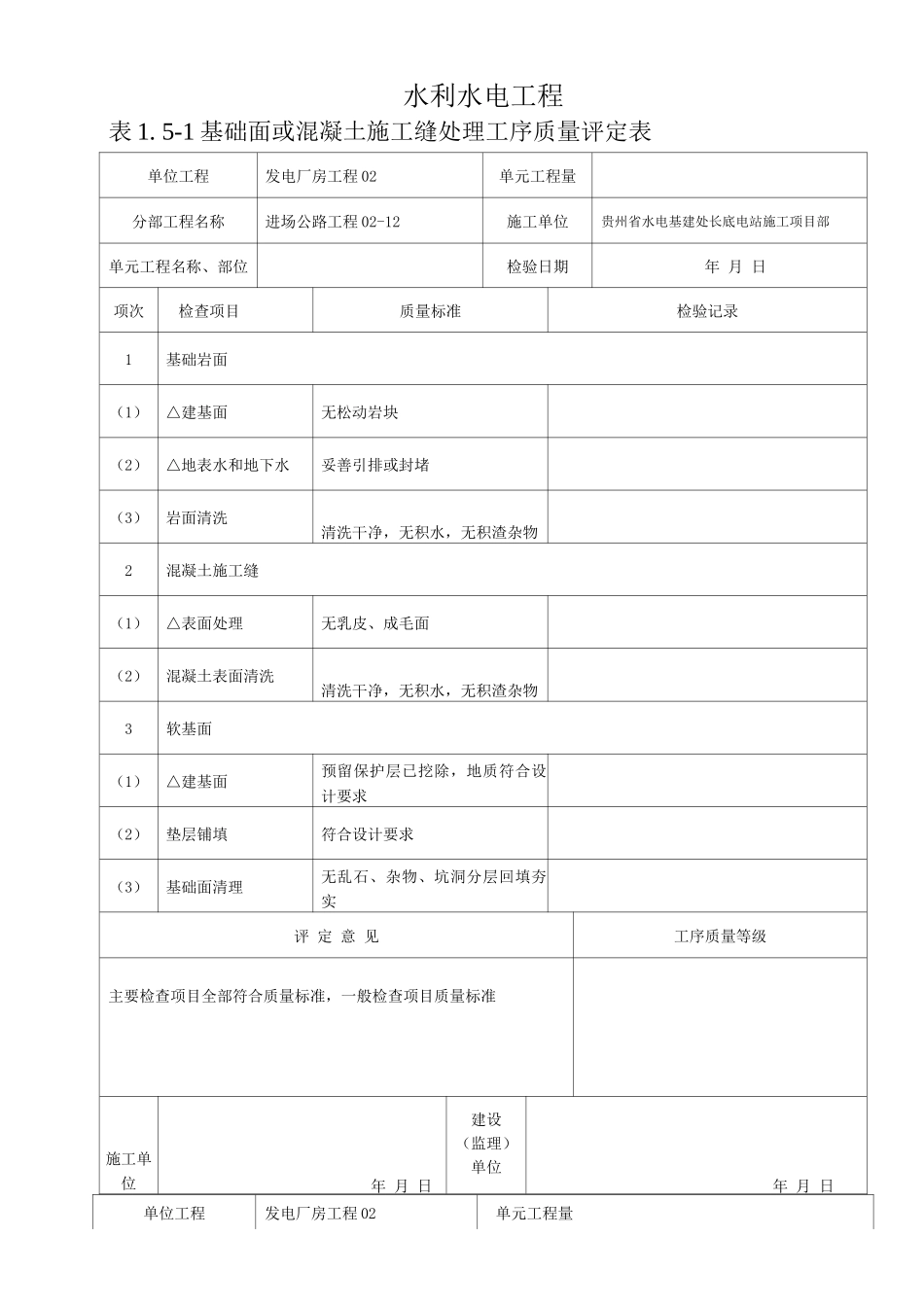 混凝土路面单元工程质量评定表_第2页