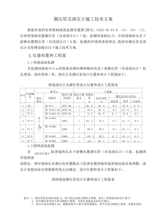 渗压计及测压管施工方案