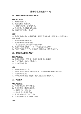 渗碳件常见缺陷与对策