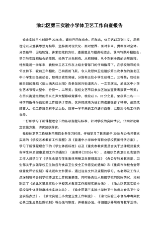 渝北区第三实验小学体卫艺工作自查报告
