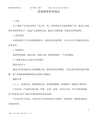 渠道销售管理规定