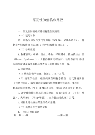 湖北省原发性肺癌临床路径