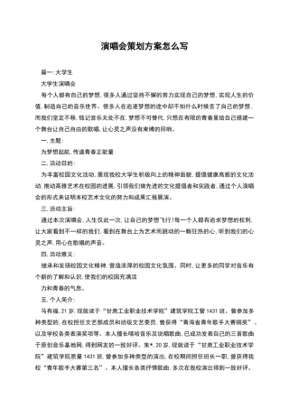 演唱会策划方案怎么写