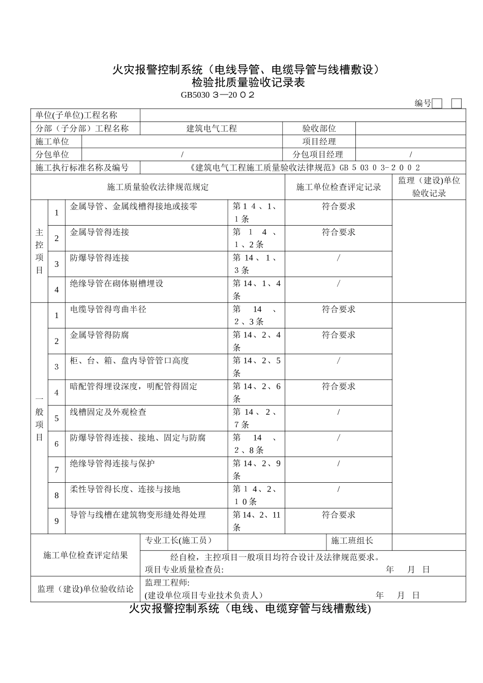 火灾自动报警系统全部检验批质量验收记录表_第1页