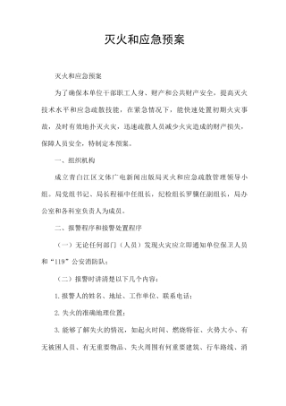 灭火和应急预案