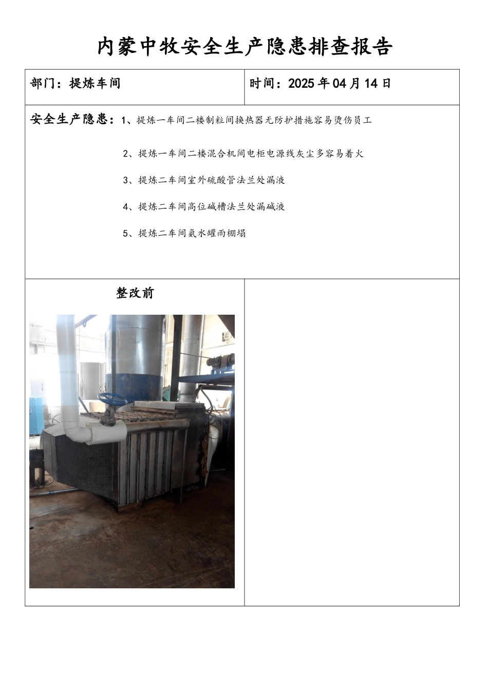 炼车间空压安全生产隐患排查报告_第1页