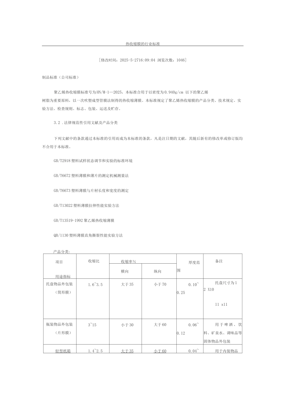 热收缩膜的行业标准_第1页