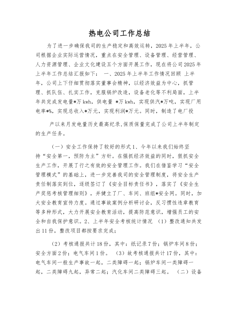 热电公司工作总结_第1页