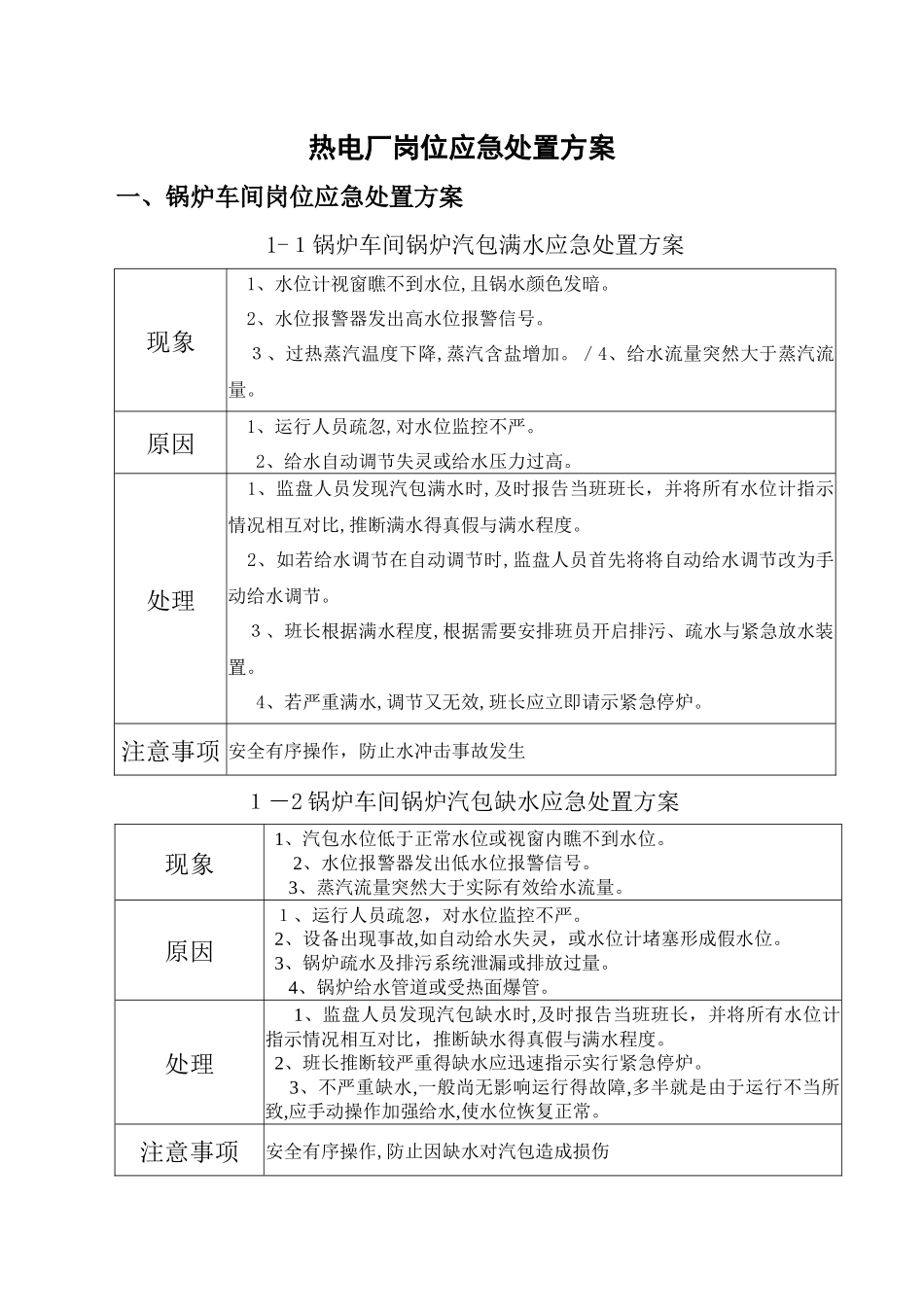 热电厂应急处置方案_第1页