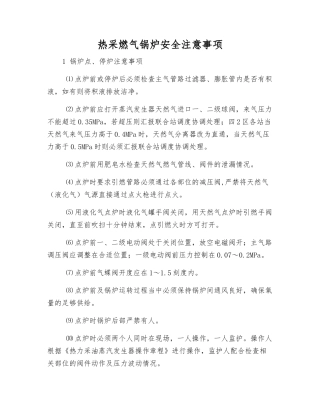 热采燃气锅炉安全注意事项