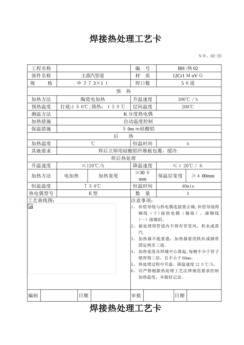 焊接热处理工艺卡_第1页