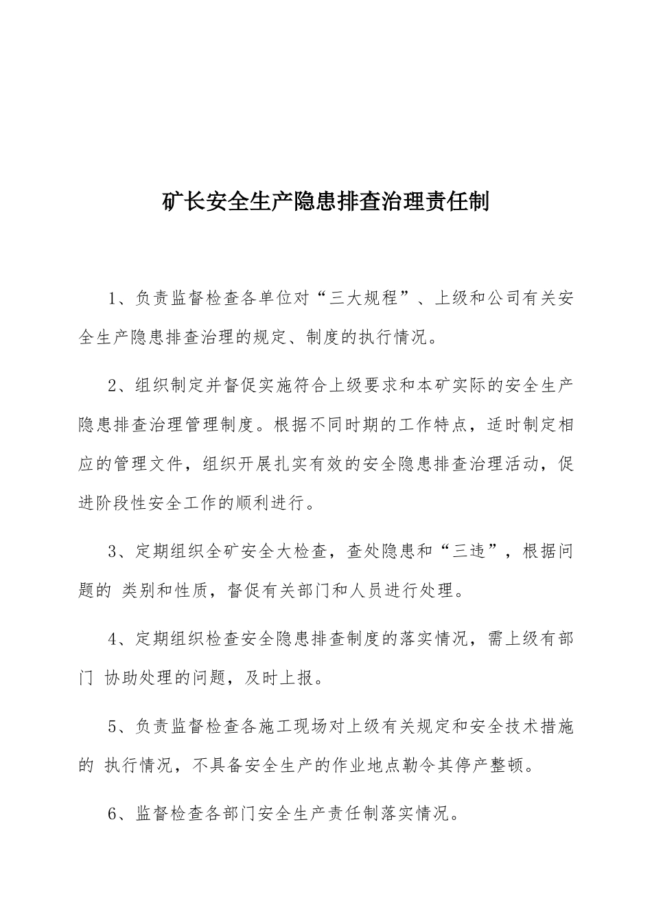 煤业各岗位事故隐患排查治理工作责任制汇编_第2页