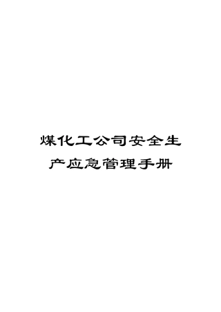 煤化工公司安全生产应急管理手册