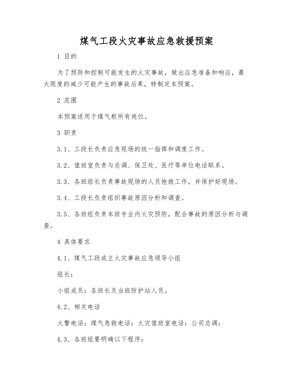 煤气工段火灾事故应急救援预案_第2页