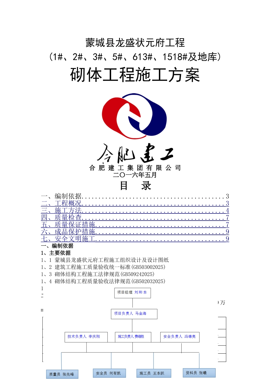 煤矸石空心砖填充墙砌筑施工方案_第1页