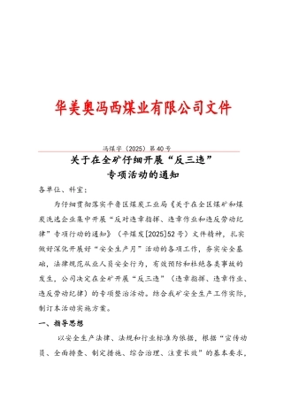 煤矿反三违专项活动实施方案