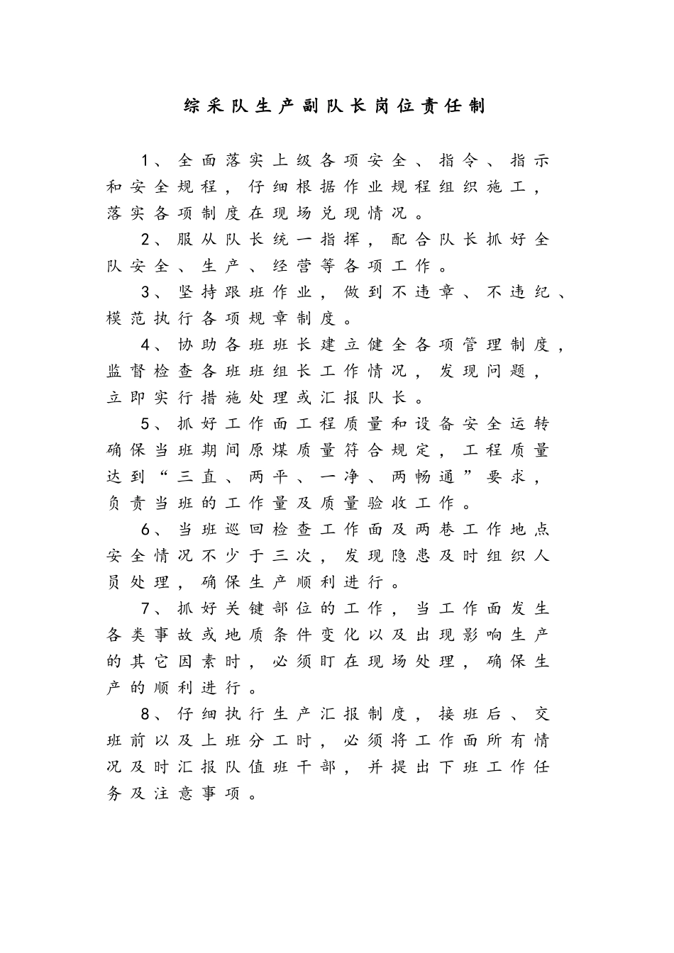 煤矿各区、队班、组长岗位责任制完整版_第3页